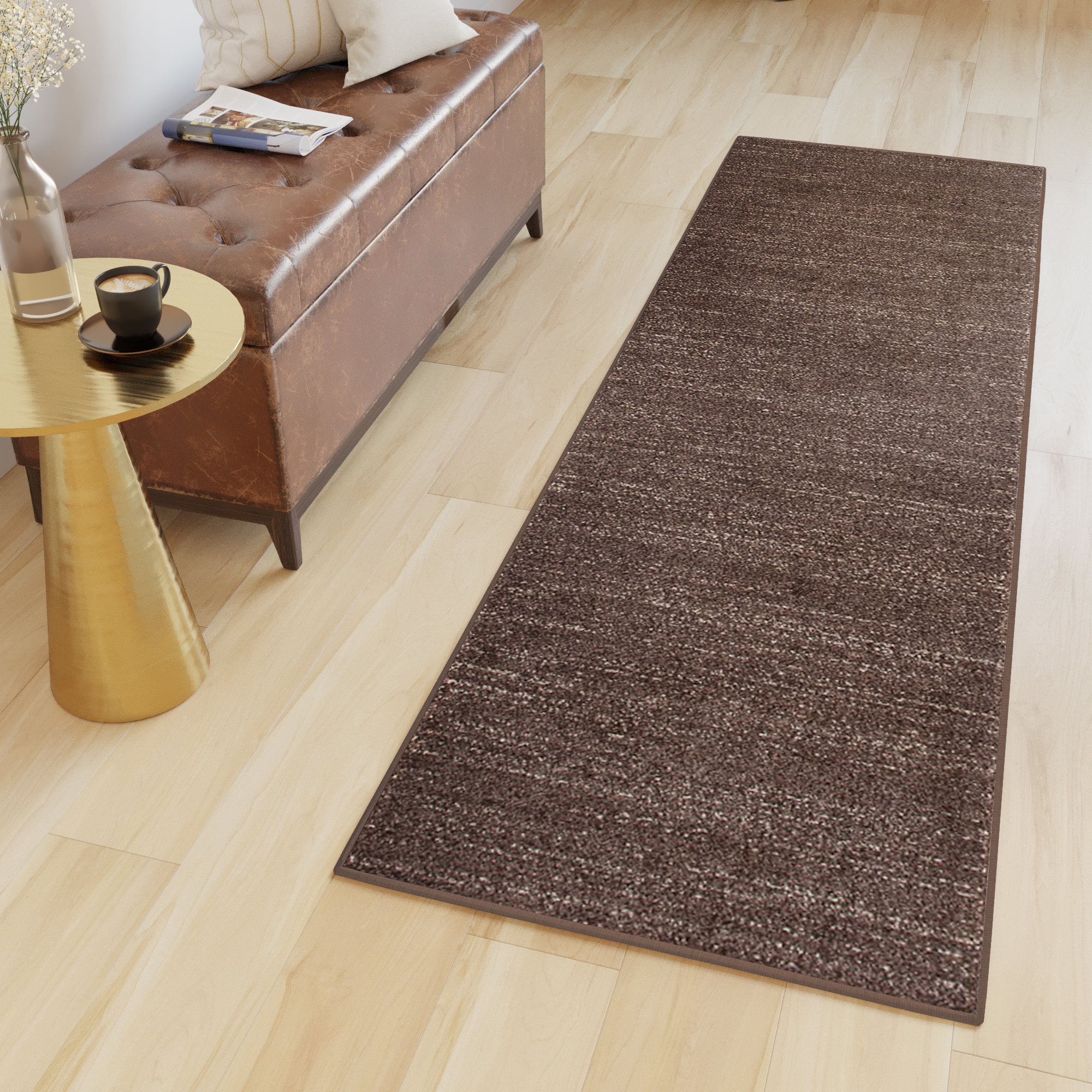 Tapis de couloir Sari Marron Foncé Mélange