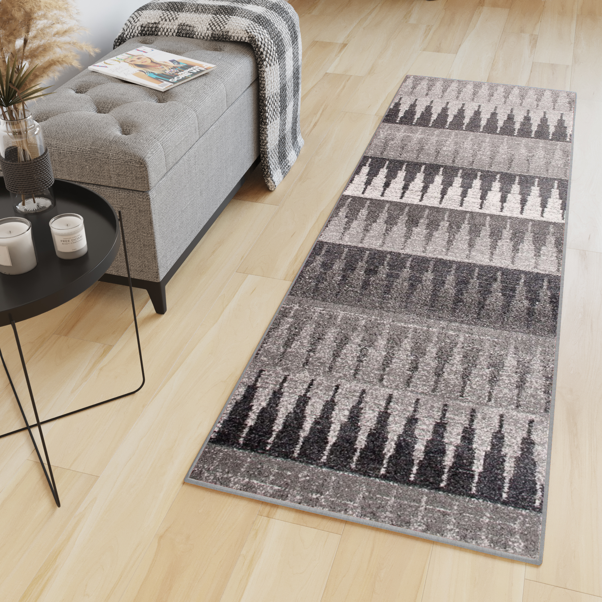 Tapis de couloir Sari Gris Géométrique