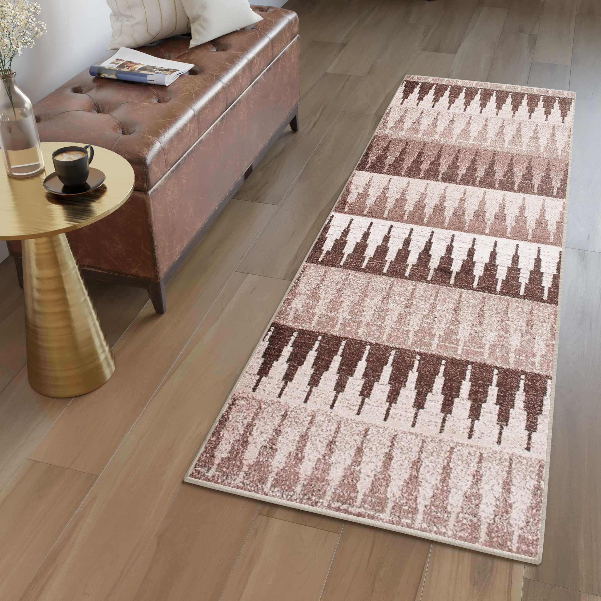 Tapis de couloir Sari Beige Géométrique