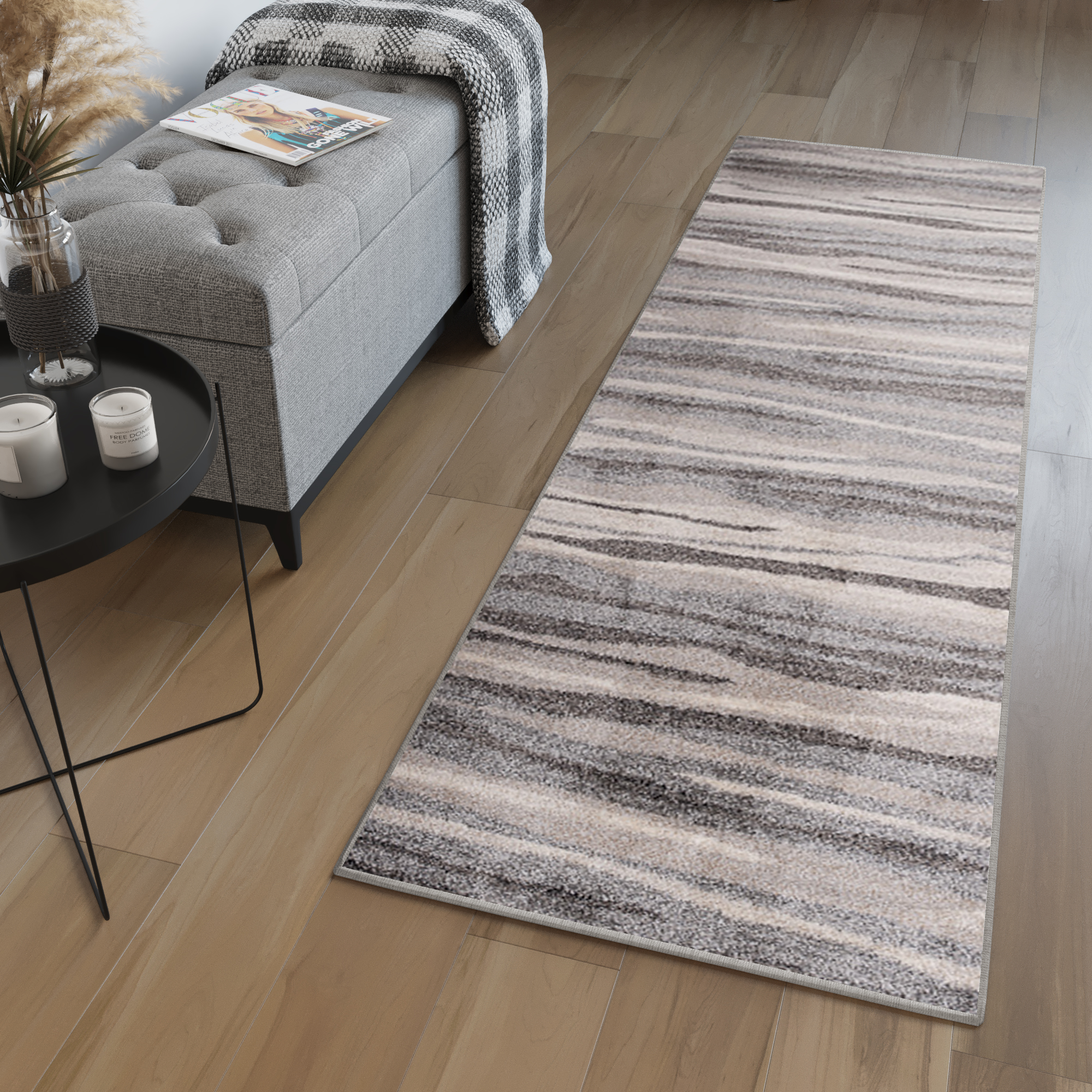 Tapis de couloir Sari Gris Rayures