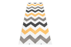 Tapis de Couloir Maya Gris Jaune Géométrique en Zigzag