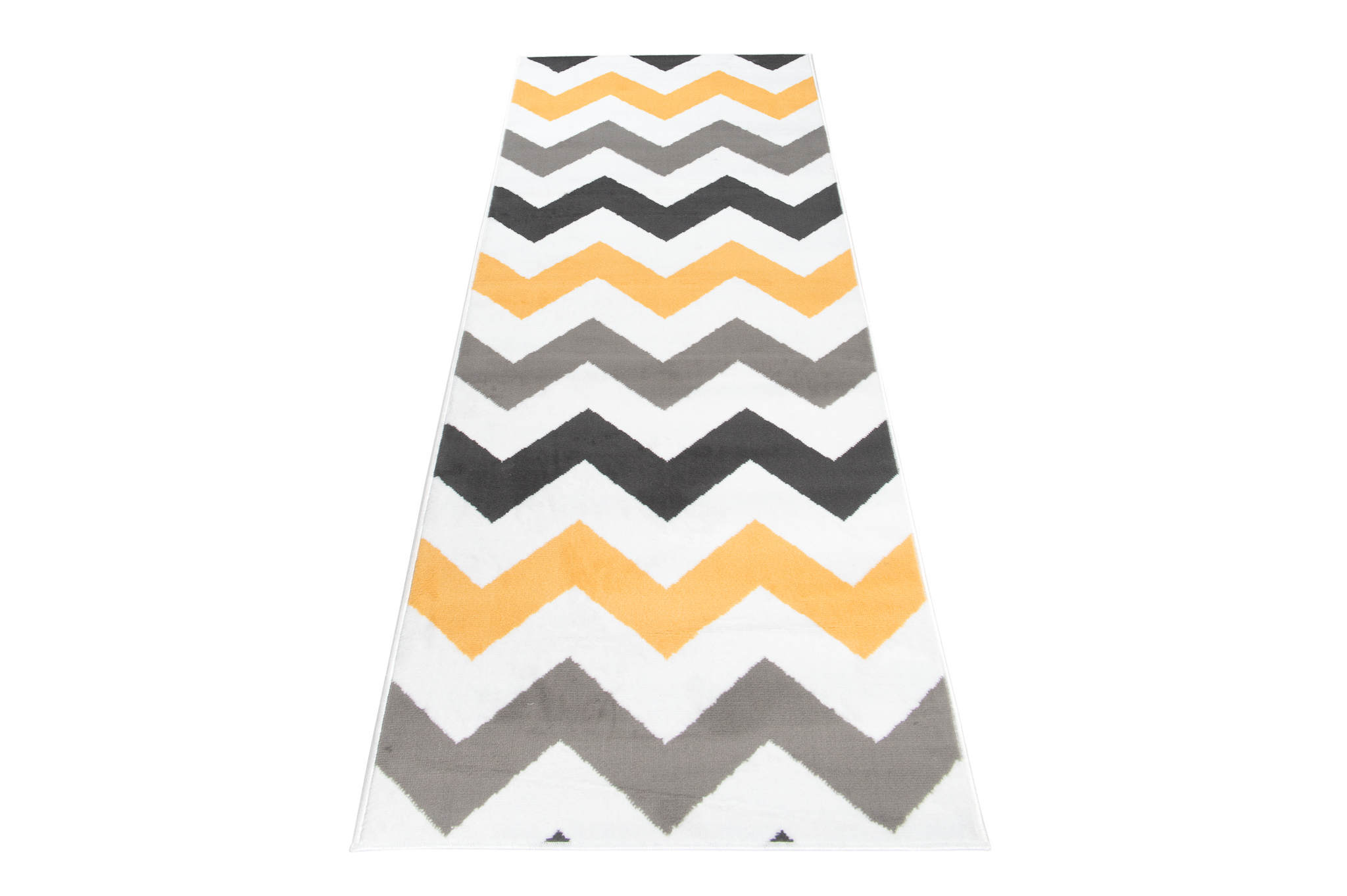 Tapis de Couloir Maya Gris Jaune Géométrique en Zigzag