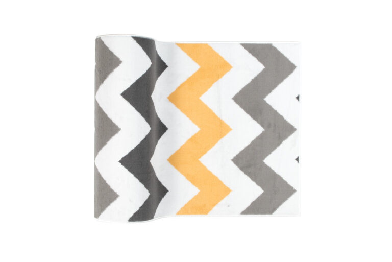 Tapis de Couloir Maya Gris Jaune Géométrique en Zigzag