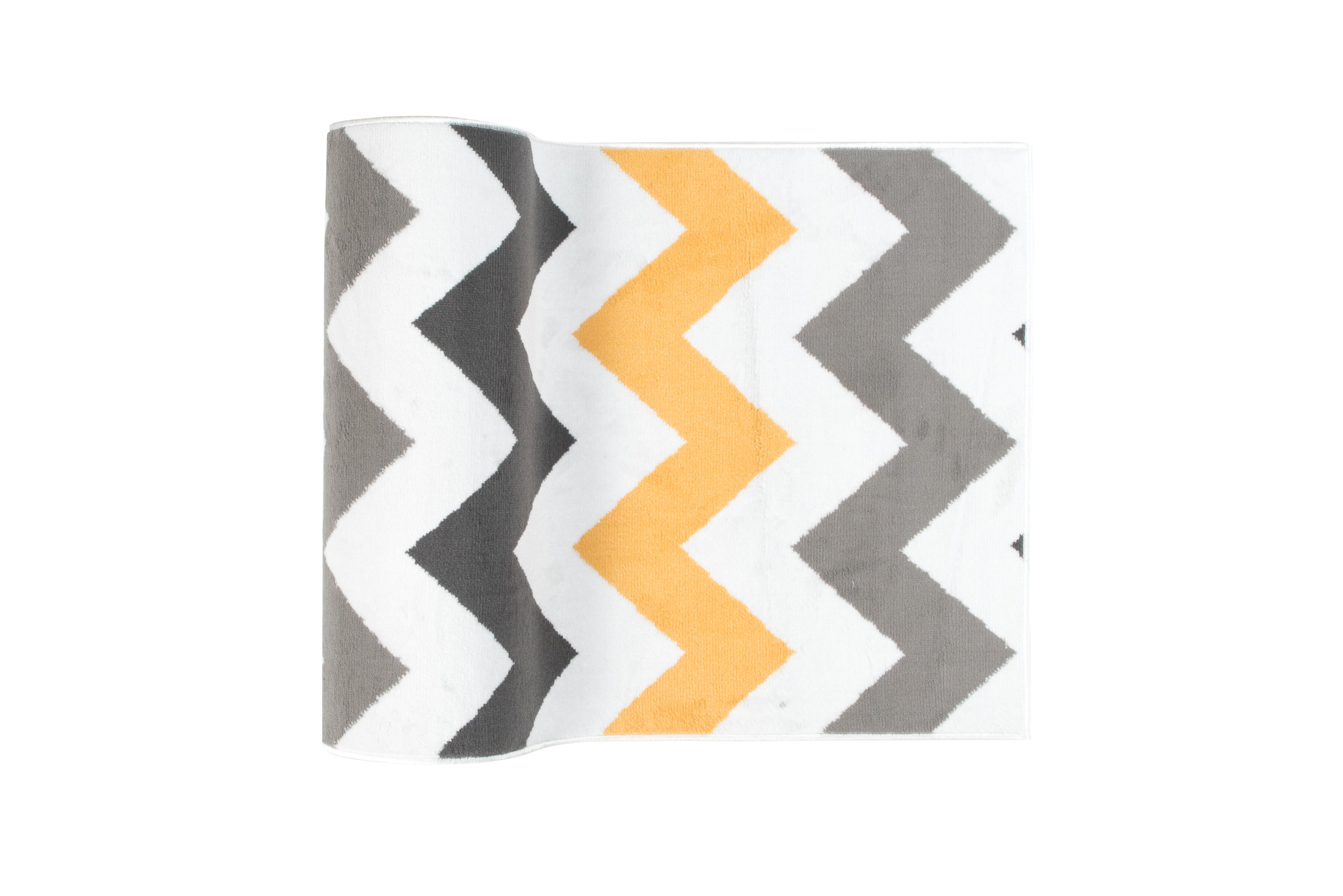 Tapis de Couloir Maya Gris Jaune Géométrique en Zigzag