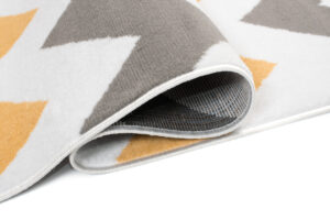 Tapis de Couloir Maya Gris Jaune Géométrique en Zigzag