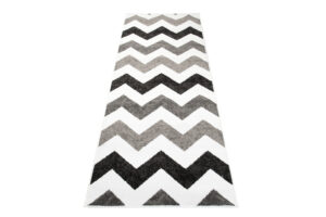 Tapis de Couloir Maya Gris Noir Géométrique en Zigzag