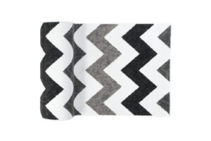 Tapis de Couloir Maya Gris Noir Géométrique en Zigzag