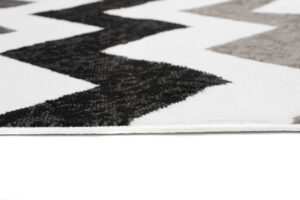 Tapis de Couloir Maya Gris Noir Géométrique en Zigzag
