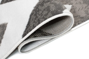 Tapis de Couloir Maya Gris Noir Géométrique en Zigzag