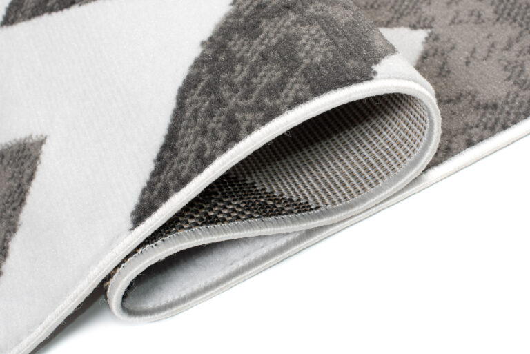 Tapis de Couloir Maya Gris Noir Géométrique en Zigzag