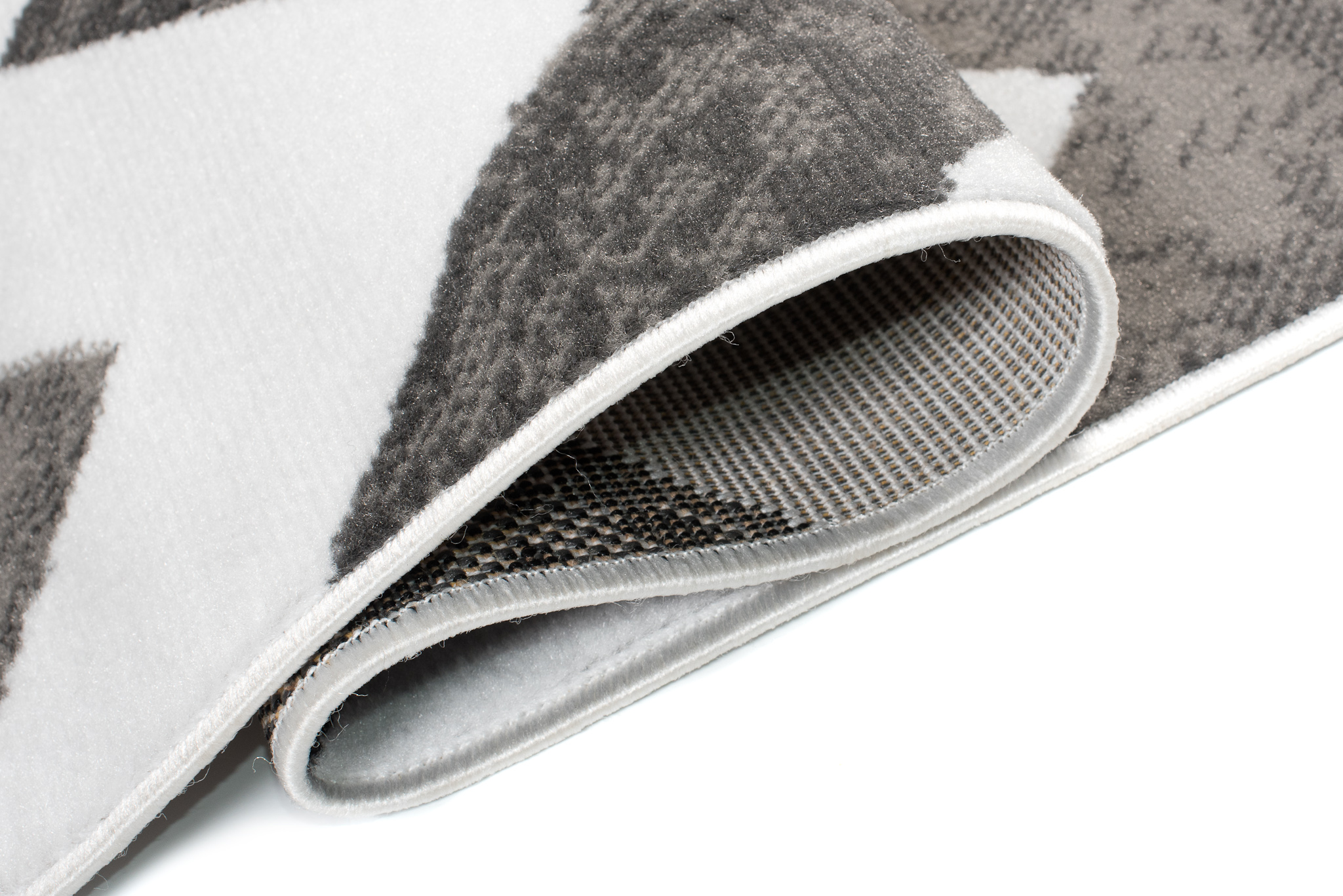 Tapis de Couloir Maya Gris Noir Géométrique en Zigzag