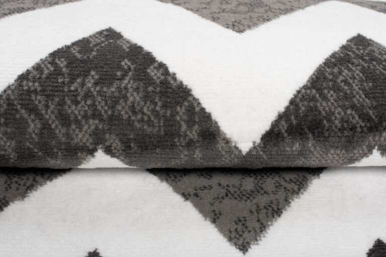 Tapis de Couloir Maya Gris Noir Géométrique en Zigzag