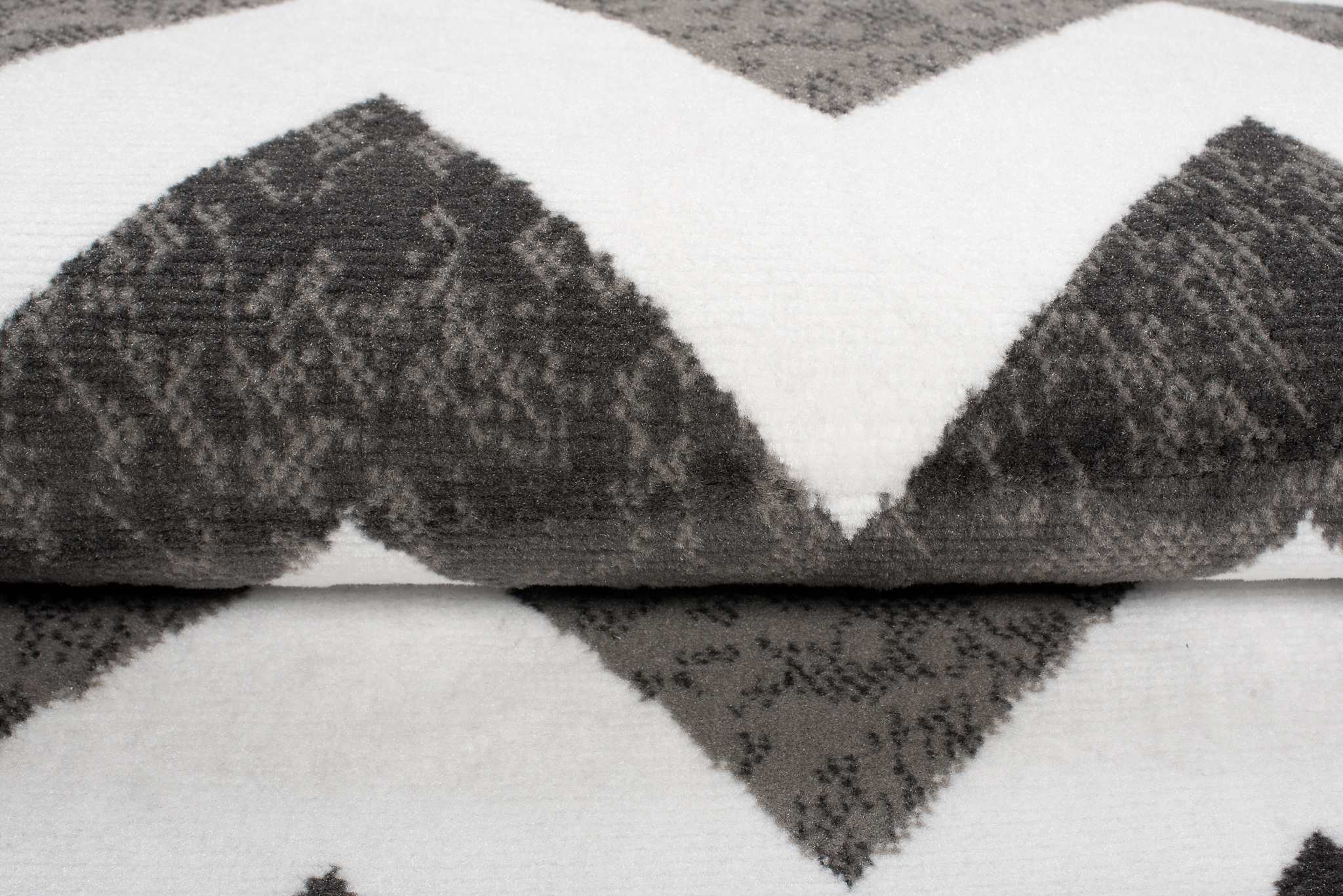 Tapis de Couloir Maya Gris Noir Géométrique en Zigzag