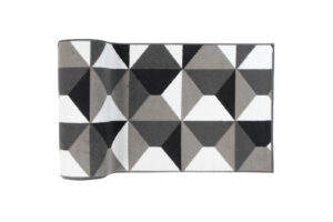 Tapis de Couloir Maya Gris Noir Géométrique à Carrés