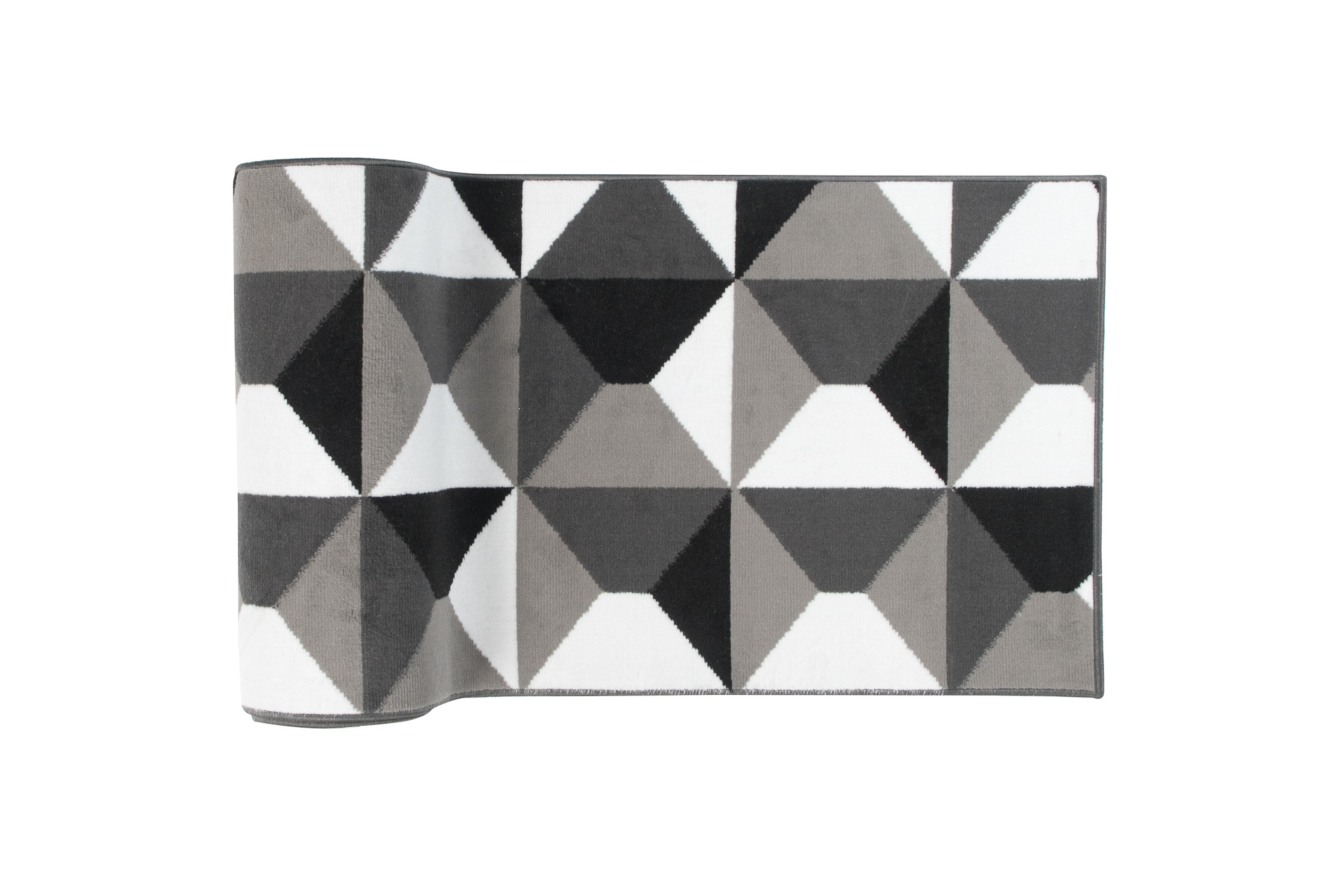 Tapis de Couloir Maya Gris Noir Géométrique à Carrés