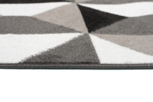 Tapis de Couloir Maya Gris Noir Géométrique à Carrés