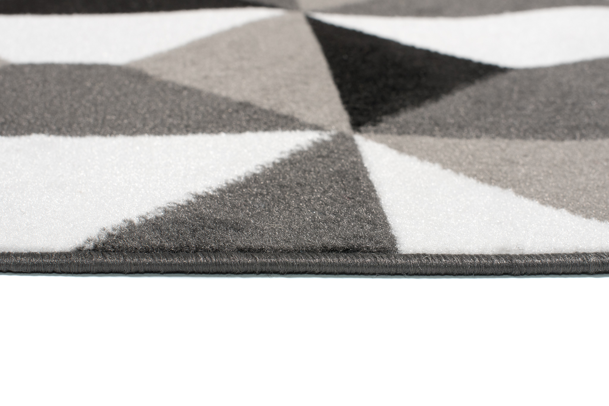Tapis de Couloir Maya Gris Noir Géométrique à Carrés