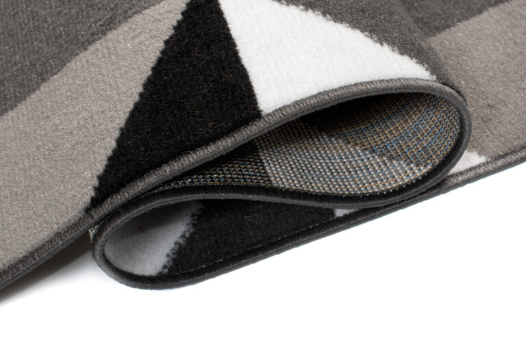 Tapis de Couloir Maya Gris Noir Géométrique à Carrés