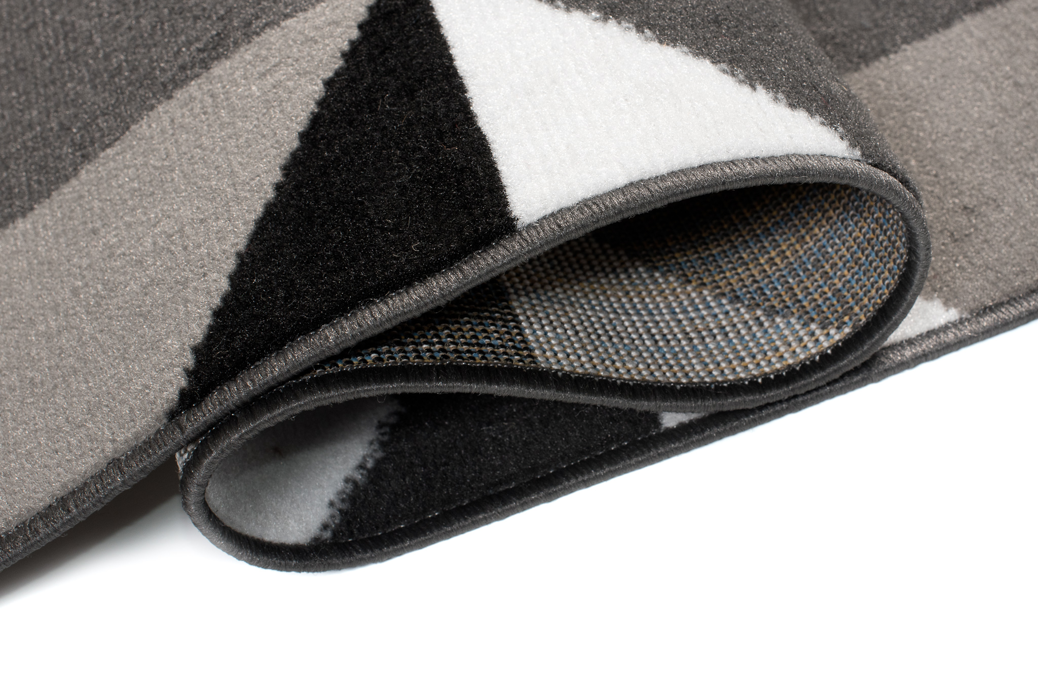 Tapis de Couloir Maya Gris Noir Géométrique à Carrés