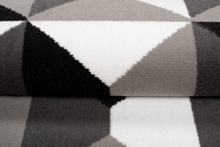 Tapis de Couloir Maya Gris Noir Géométrique à Carrés