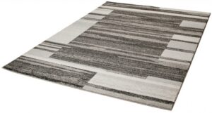 Tapis Sari Anthracite Beige Cadre