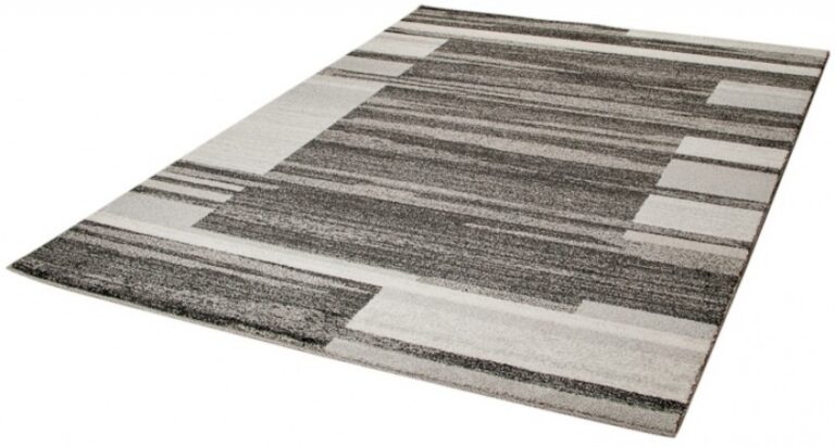 Tapis Sari Anthracite Beige Cadre