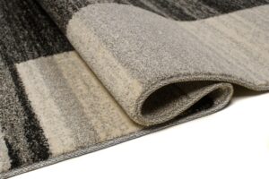 Tapis Sari Anthracite Beige Cadre