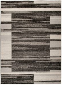 Tapis Sari Anthracite Beige Cadre