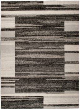 Tapis Sari Anthracite Beige Cadre