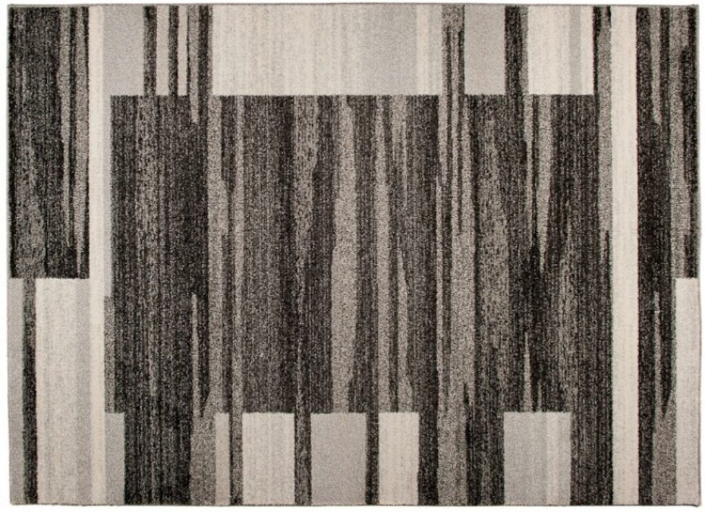 Tapis Sari Anthracite Beige Cadre