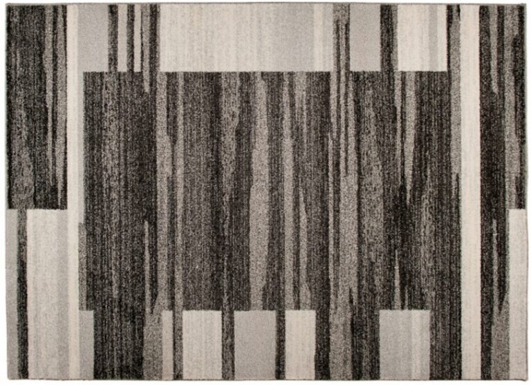 Tapis Sari Anthracite Beige Cadre