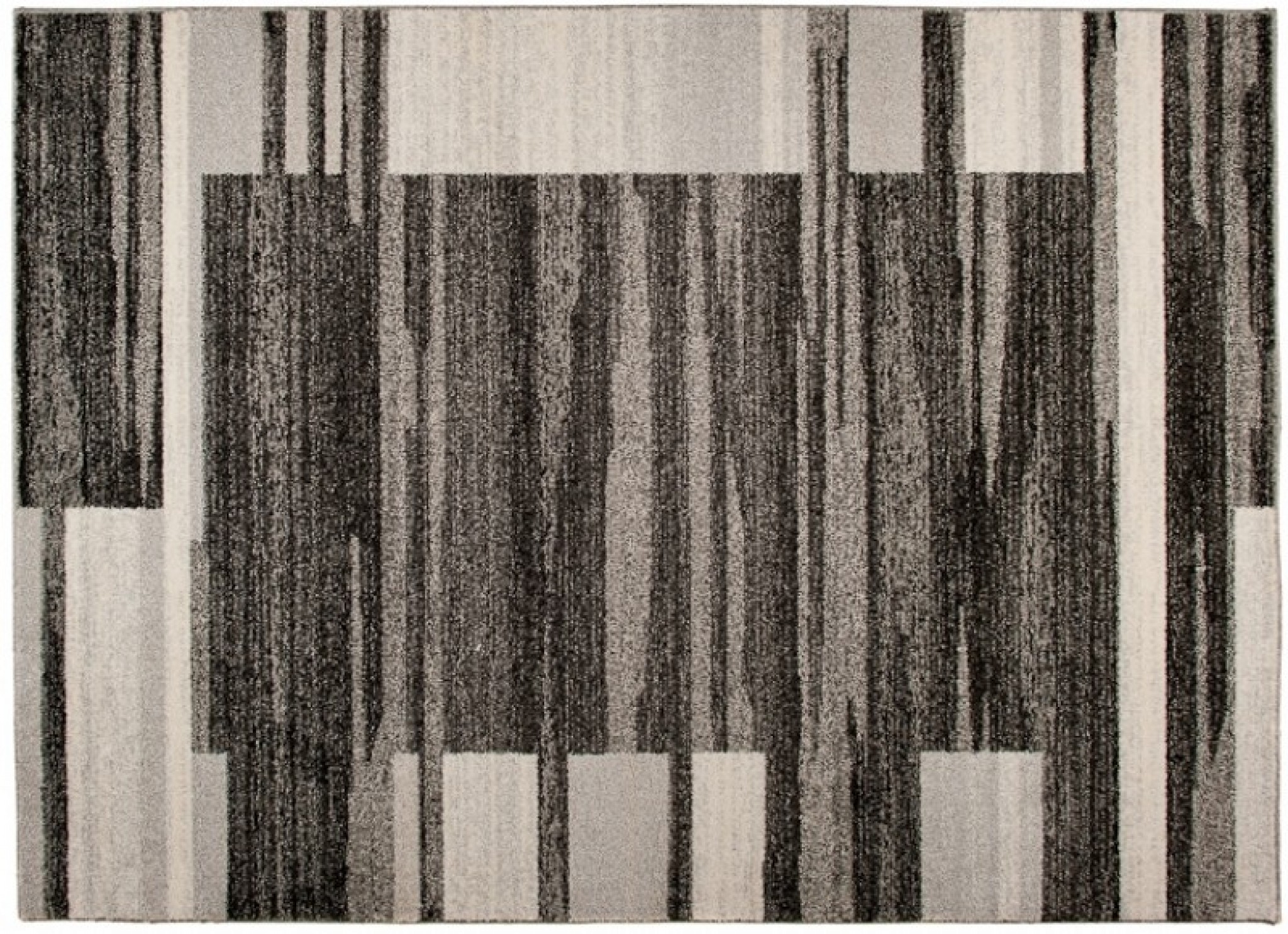 Tapis Sari Anthracite Beige Cadre