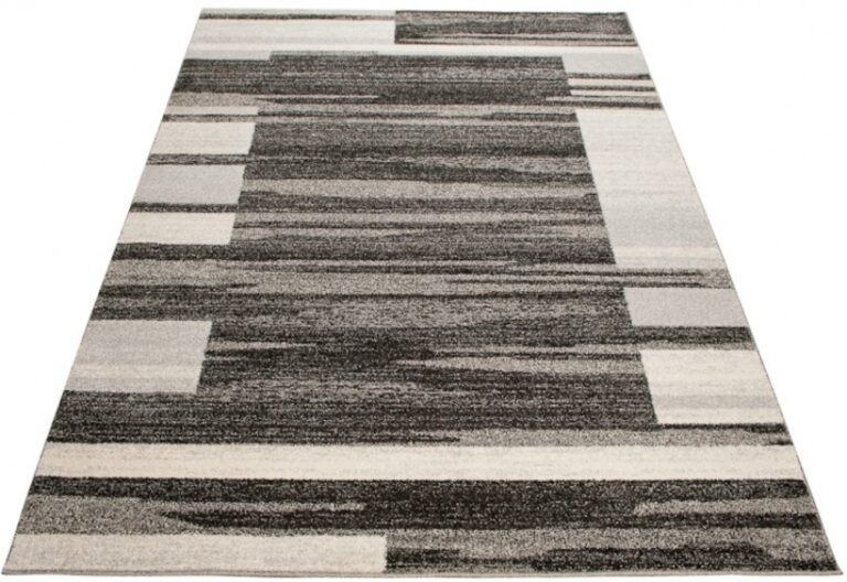 Tapis Sari Anthracite Beige Cadre