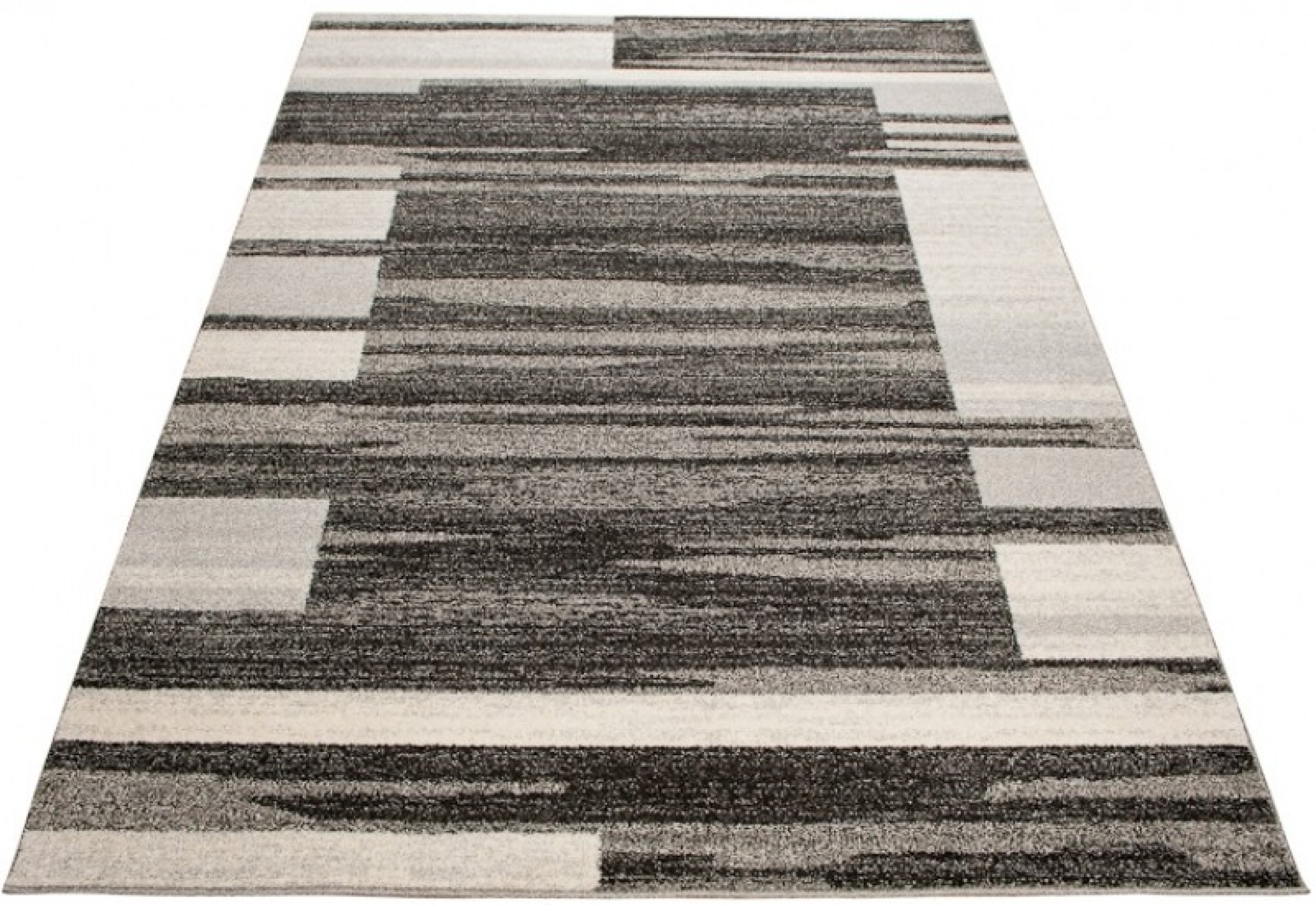Tapis Sari Anthracite Beige Cadre