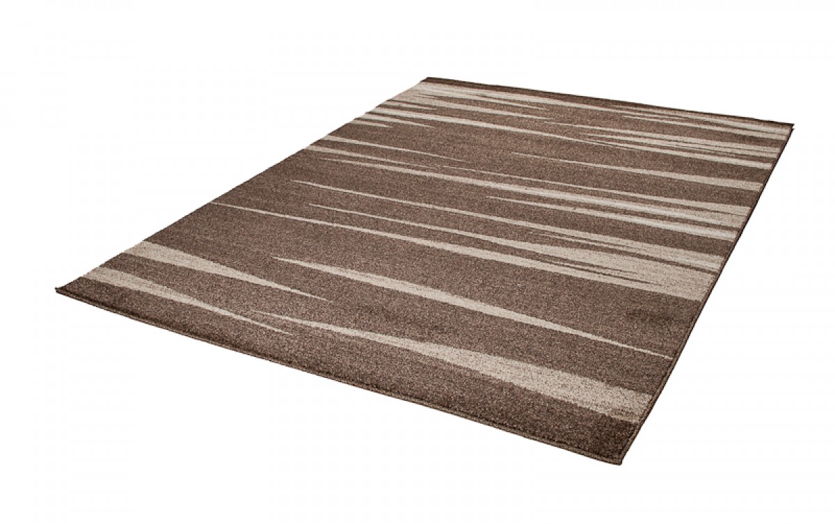 Tapis Sari Marron Beige Rayé