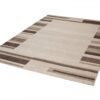 Tapis Sari Beige Marron Cadre