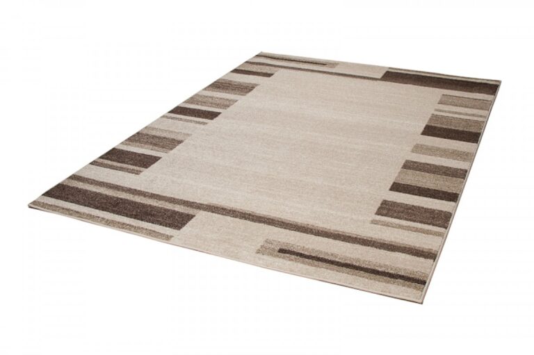 Tapis Sari Beige Marron Cadre
