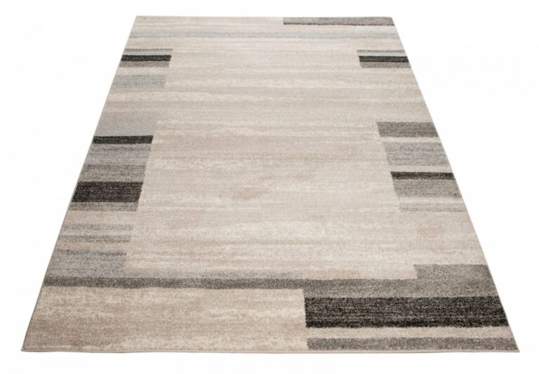 Tapis Sari Beige Gris Cadre