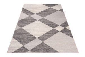Tapis Sari Gris Crème Géométrique
