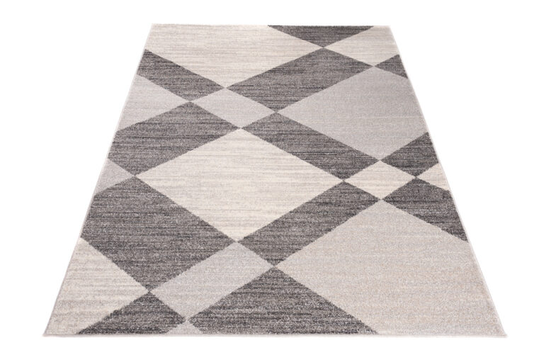 Tapis Sari Gris Crème Géométrique