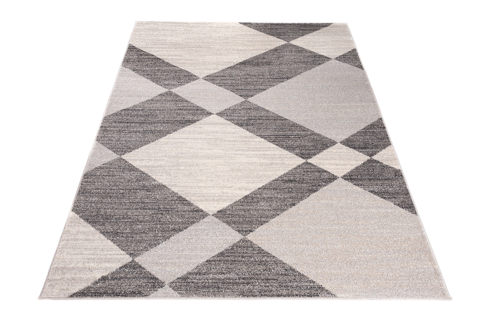 Tapis Sari Gris Crème Géométrique