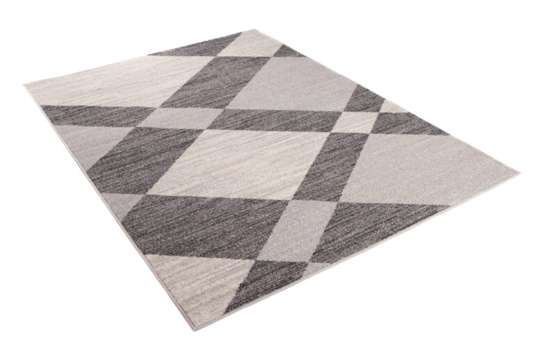 Tapis Sari Gris Crème Géométrique