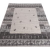 Tapis Sari Gris Crème Ethnique Cadre