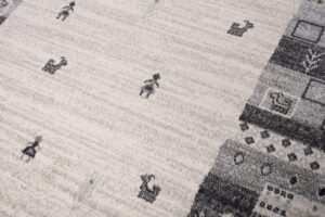 Tapis Sari Gris Crème Ethnique Cadre