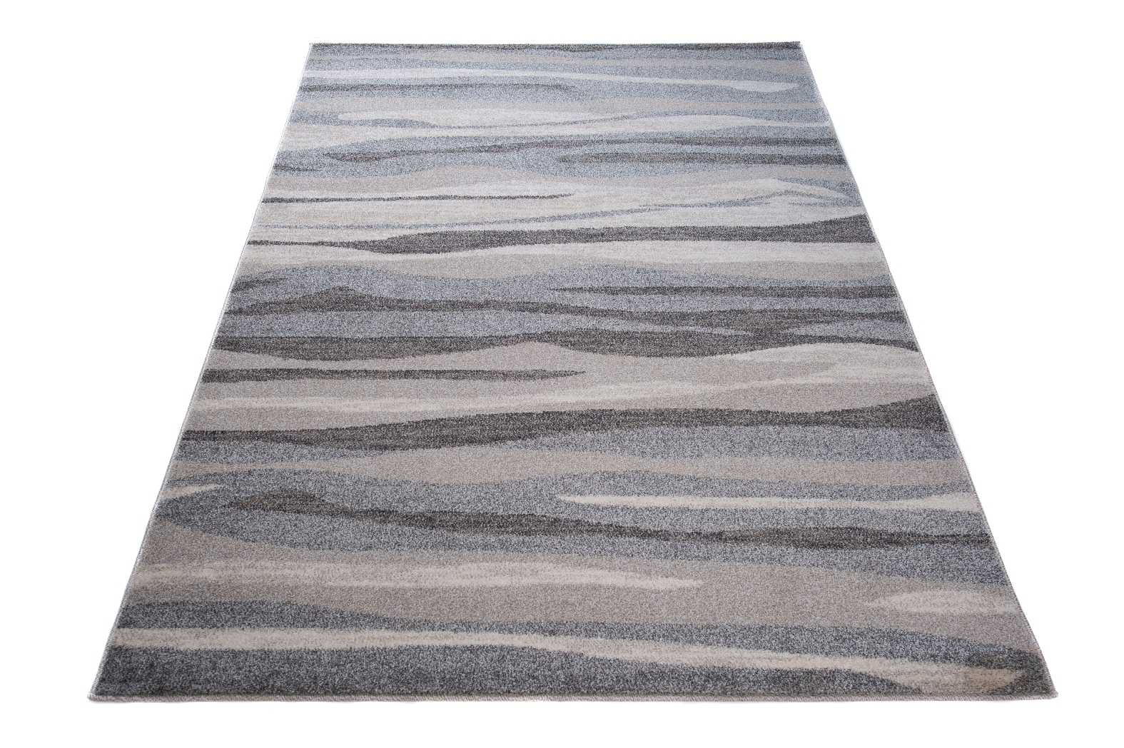 Tapis Sari Gris Beige Ondes