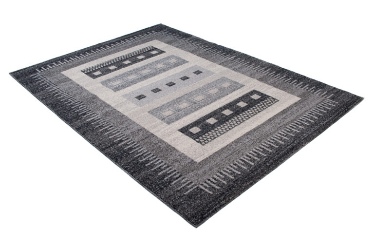 Tapis Sari Gris Ethnique Cadre