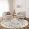 Tapis Crystal Rond Vert Crème Abstrait Marbre