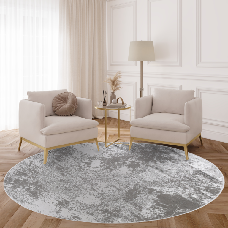 Tapis Crystal Rond Gris Clair Marbre