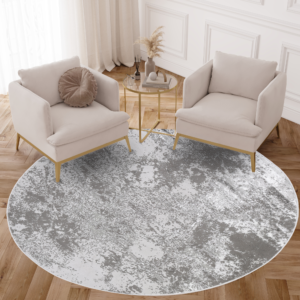 Tapis Crystal Rond Gris Clair Marbre