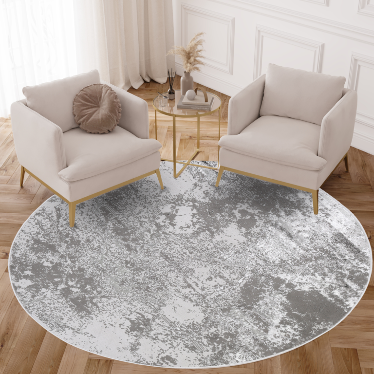 Tapis Crystal Rond Gris Clair Marbre